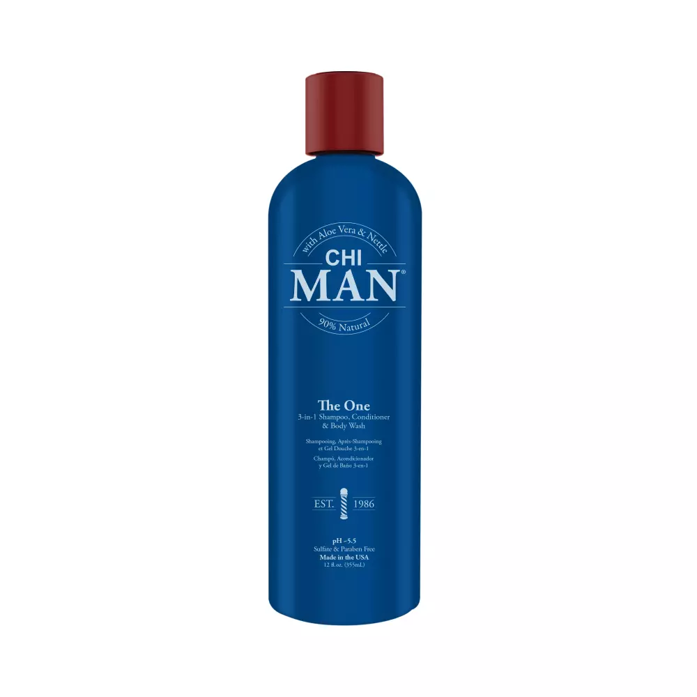 CHI MAN plaukų šampūnas, kondicionierius ir kūno prausiklis 3 in 1 THE ONE, 30ml
